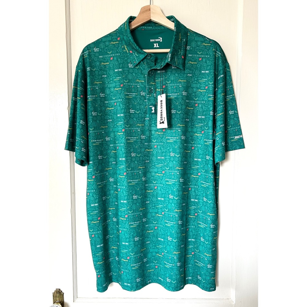 NWT Bogey Bros Golf Co Augusta Green Short Sleeve Polo Shirt Preppy Southern